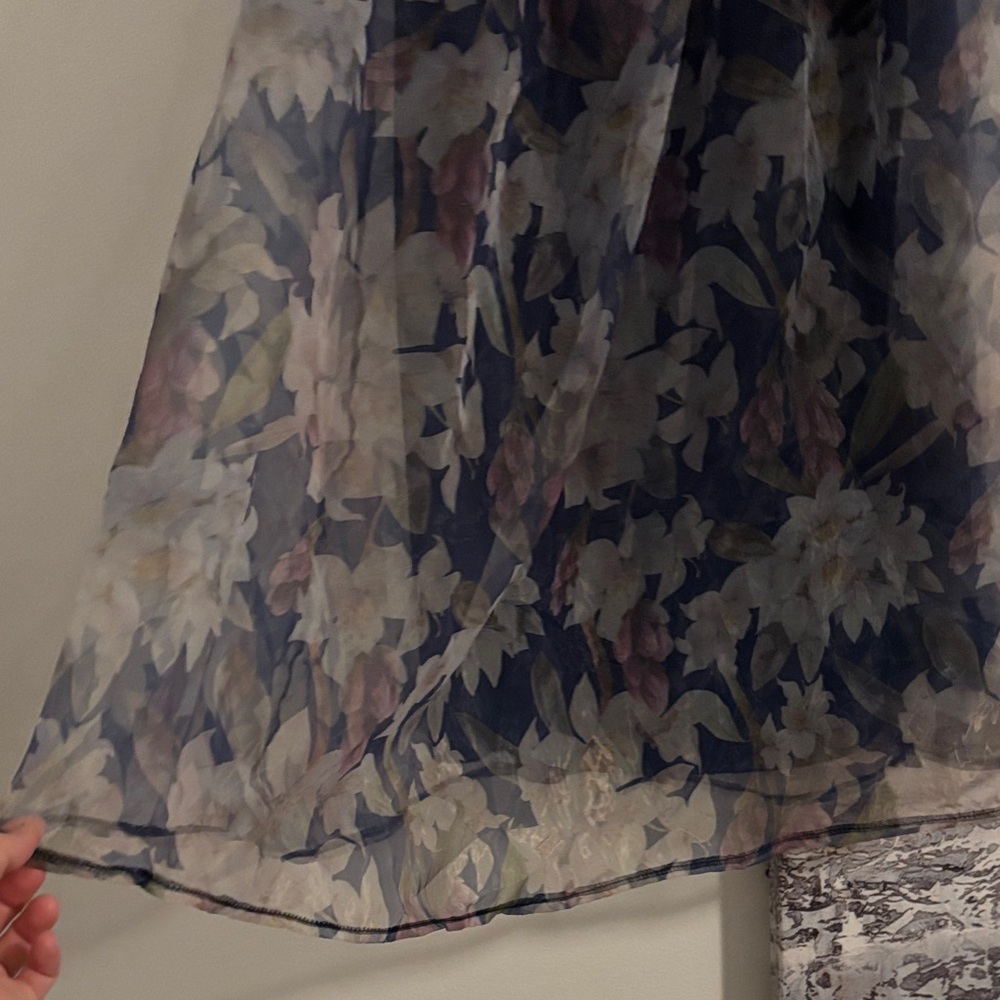 Exceptionally Marvelous Blue Floral Organza Bustier Midi Dress - Picture 4 of 6